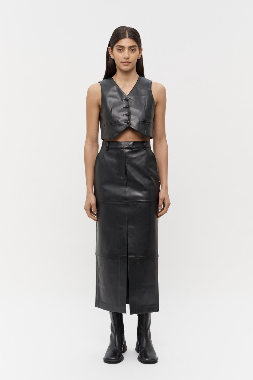 Willa Vegan Leather Midi Skirt FRIEND of AUDREY