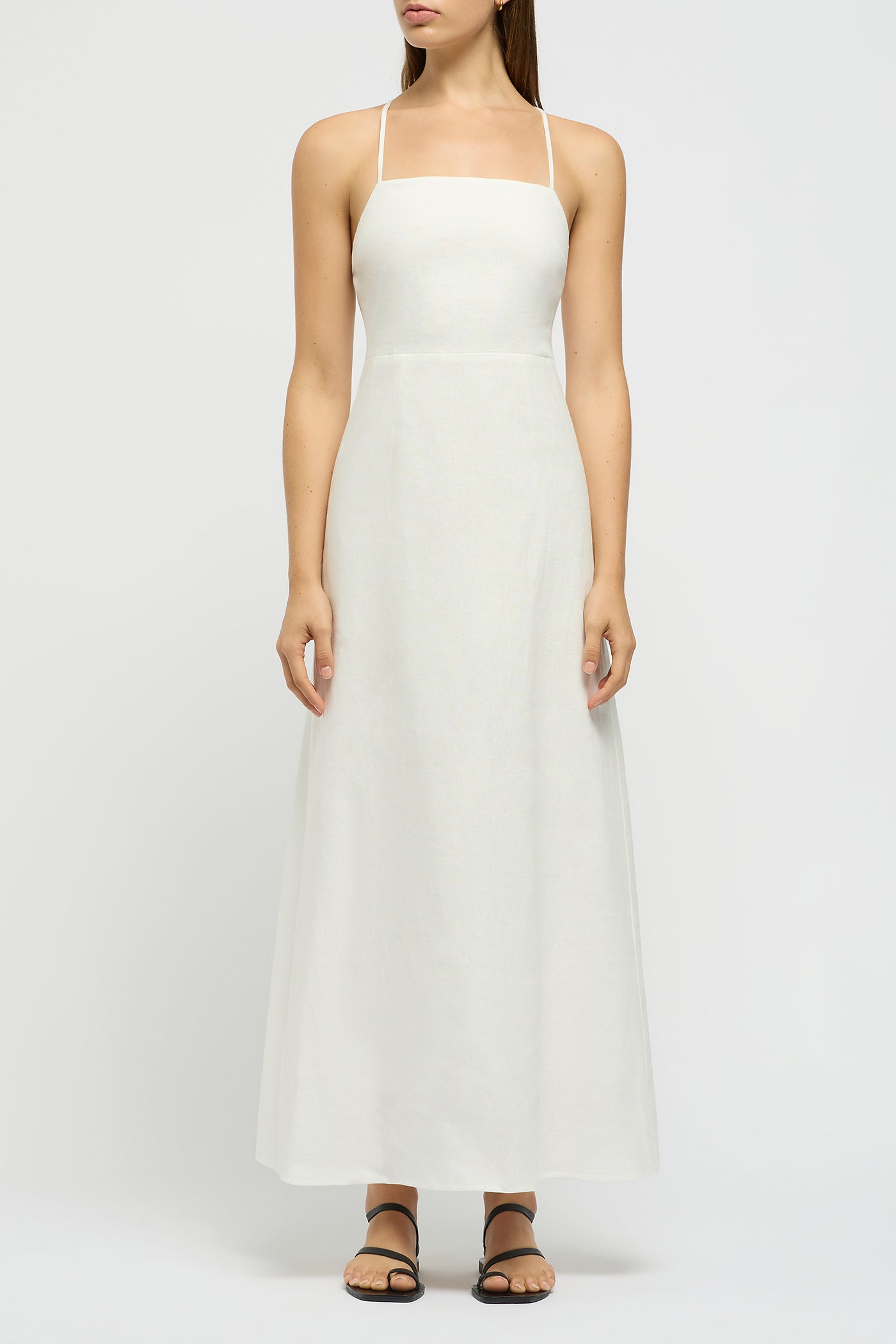 The Linen Tie Back Midi Dress