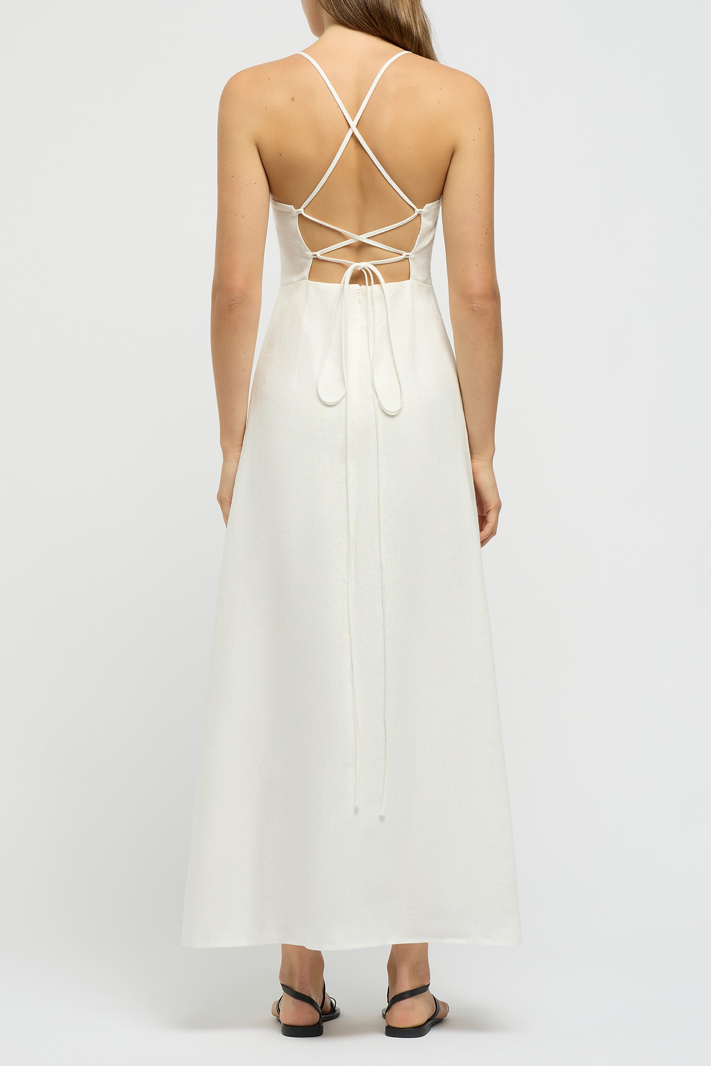 The Linen Tie Back Midi Dress