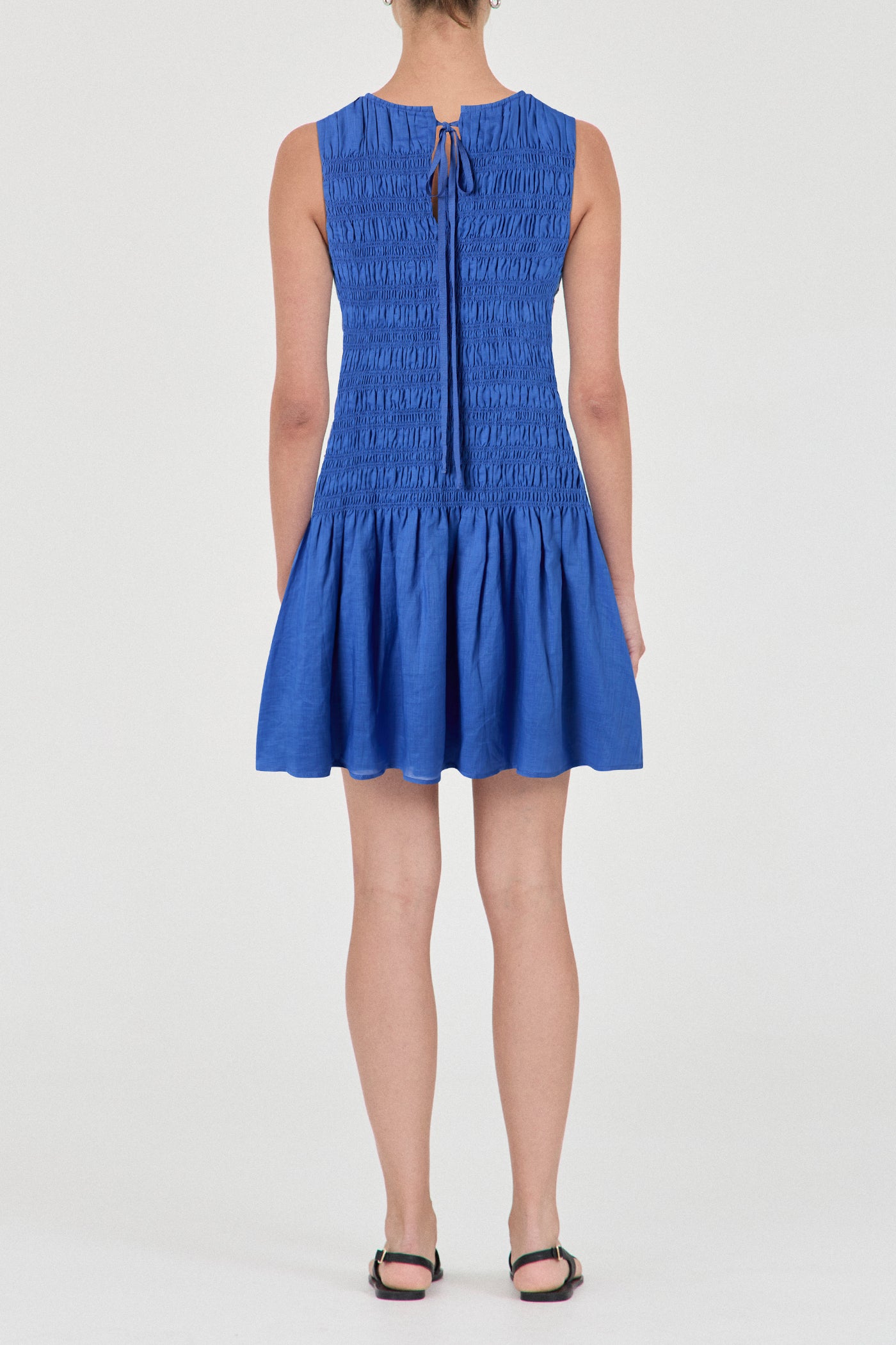 The Ramie Shirred Mini Dress